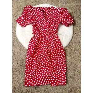 Choon California Womens Dress Red Polka Dot Vintage Style Pockets Small Teacher